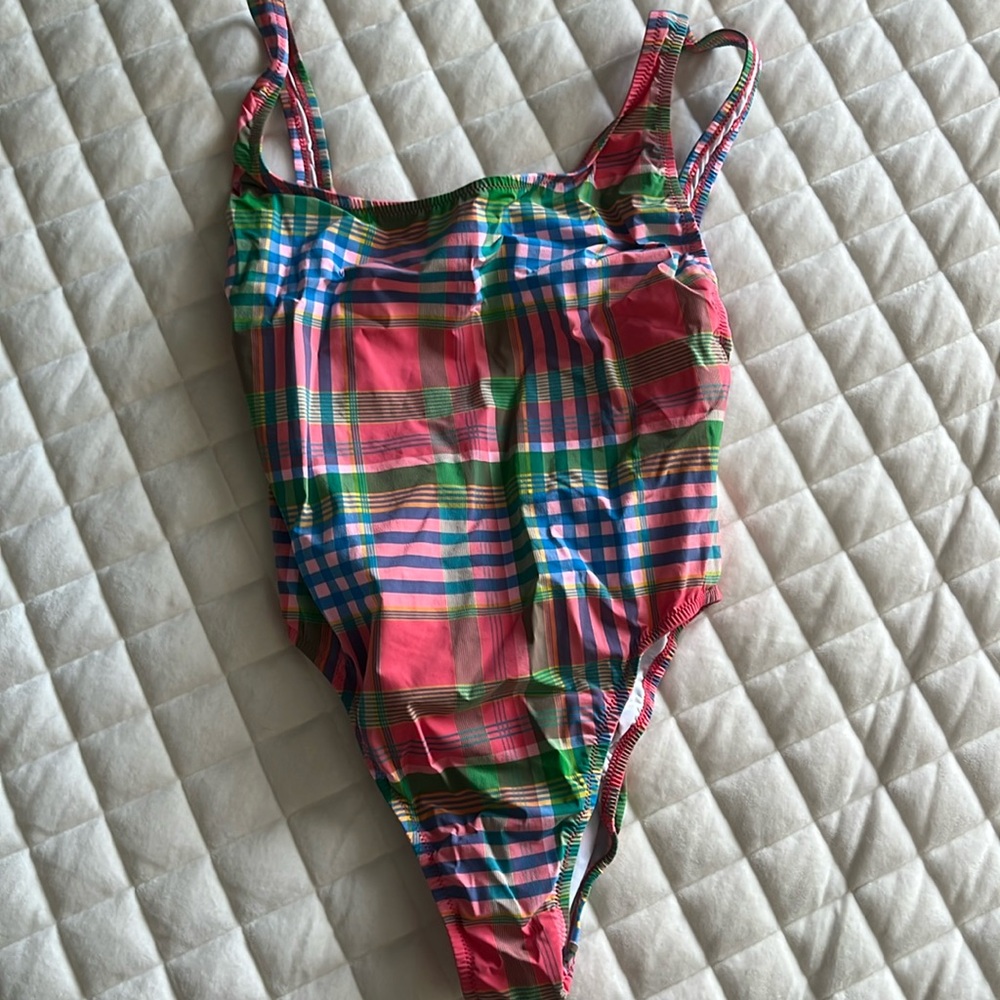 J. Crew Multicolor Plaid One Piece Swimsuit